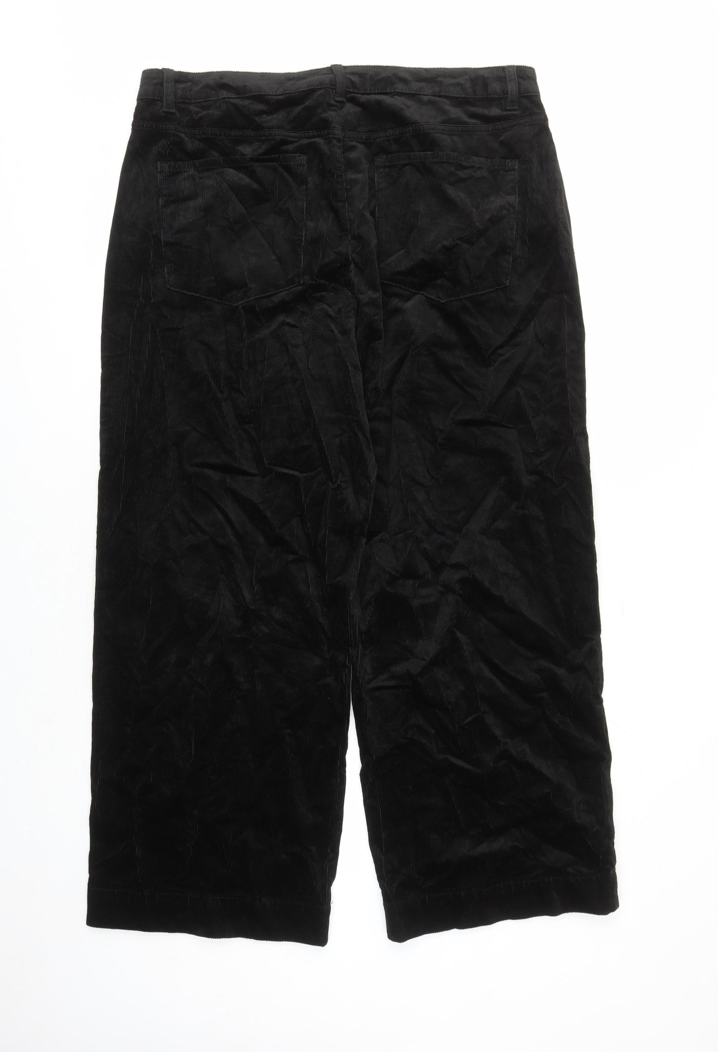 Marks and Spencer Womens Black Cotton Trousers Size 20 L29 in Regular Zip - Pockets