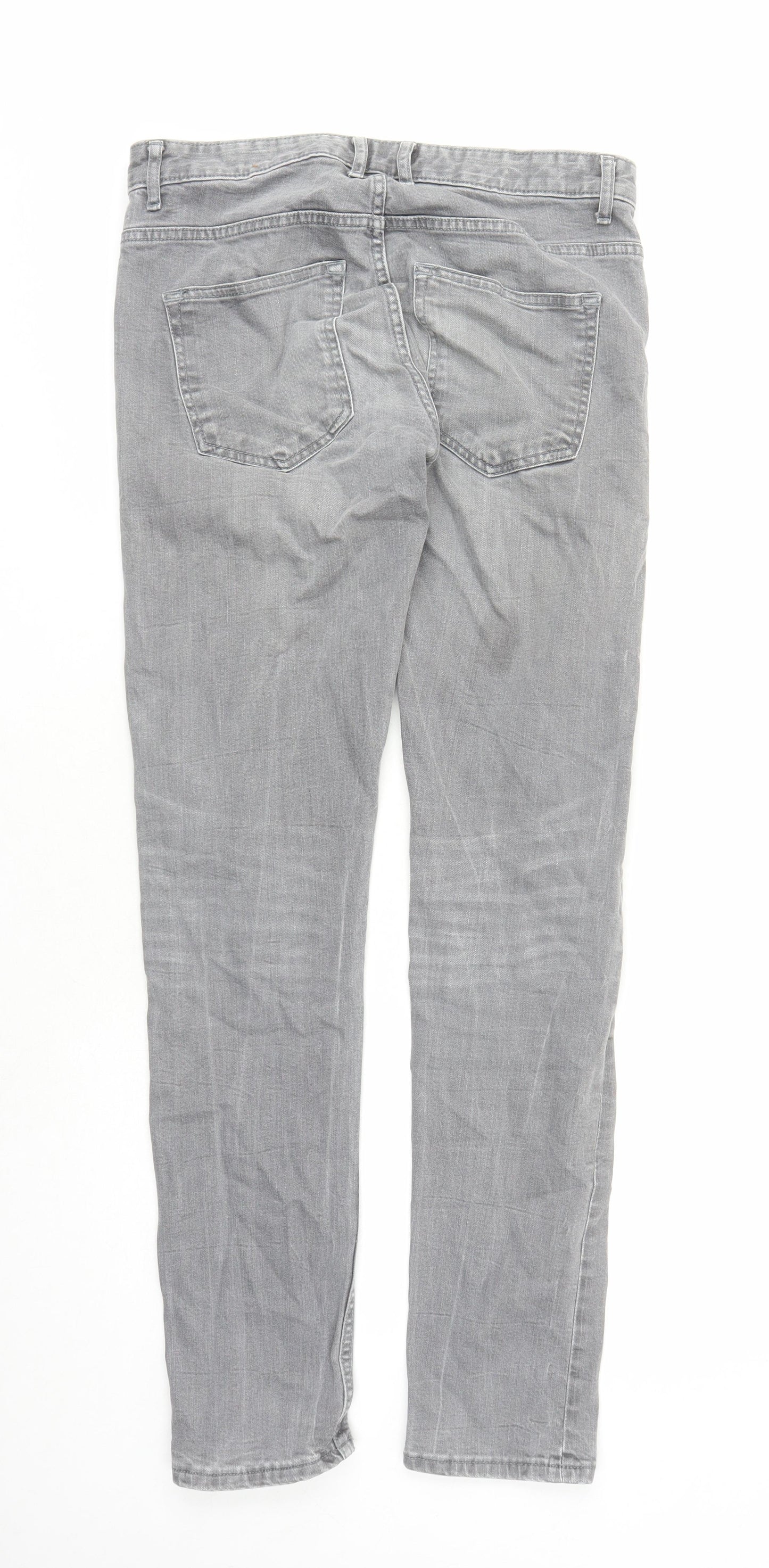 NEXT Mens Grey Cotton Skinny Jeans Size 30 in L31 in Regular Zip - Pockets