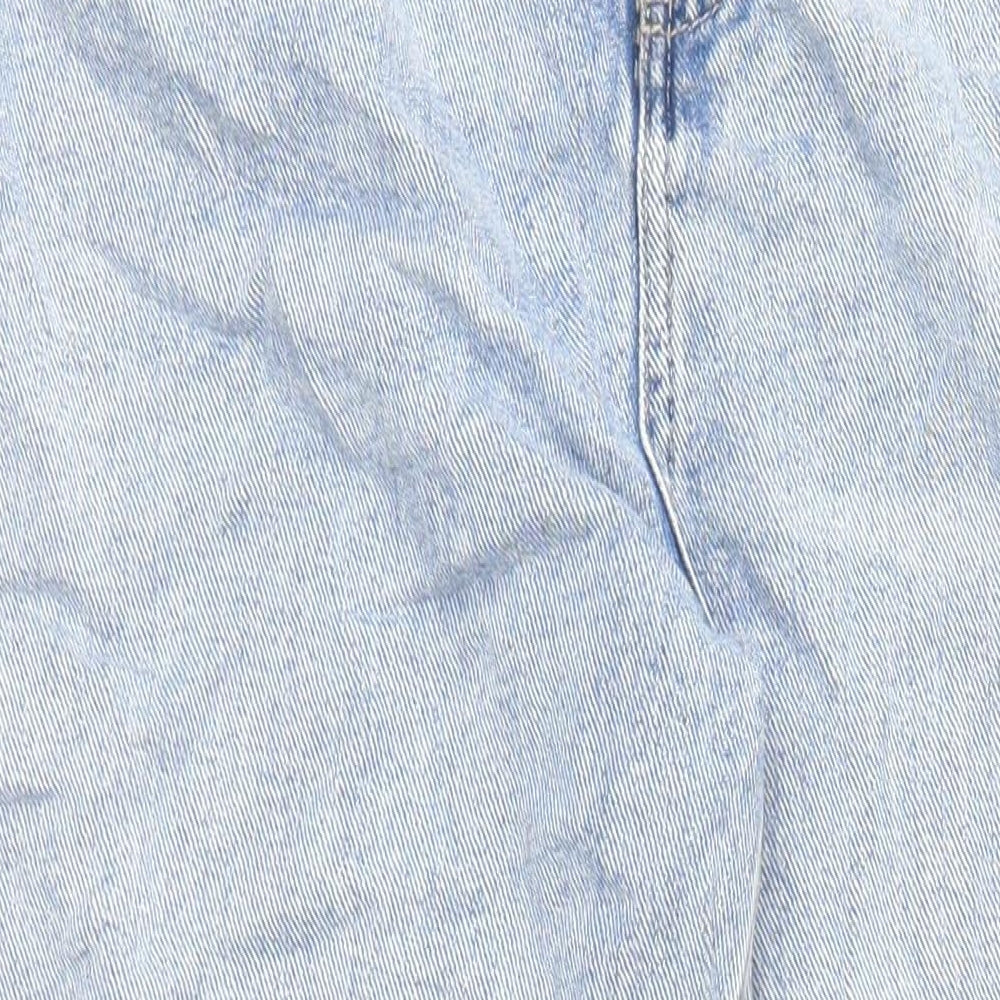 marks and Womens Blue Cotton Wide-Leg Jeans Size 10 L31 in Regular Zip - Pockets Long Leg
