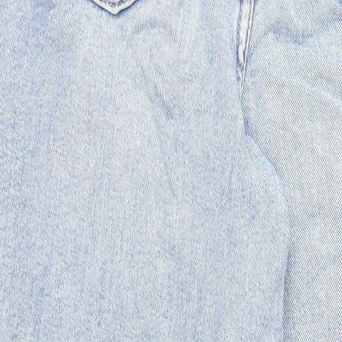 marks and Womens Blue Cotton Wide-Leg Jeans Size 10 L31 in Regular Zip - Pockets Long Leg