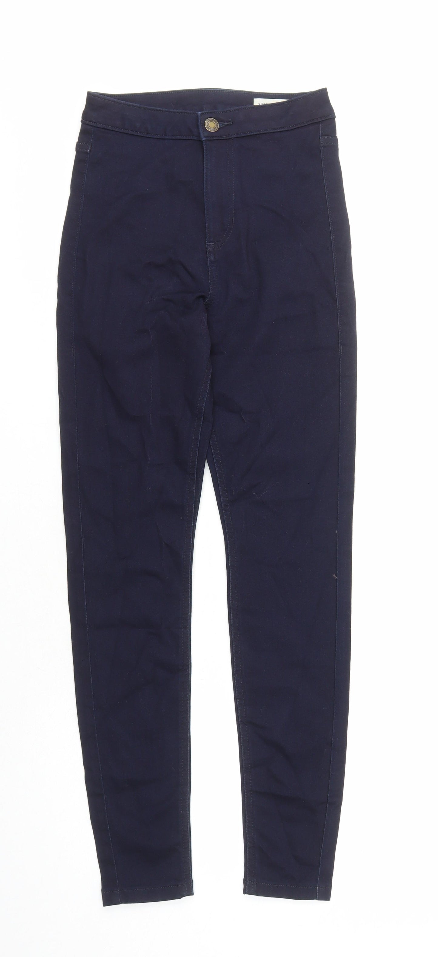 Marks and Spencer Womens Blue Cotton Skinny Jeans Size 6 L27 in Regular Zip