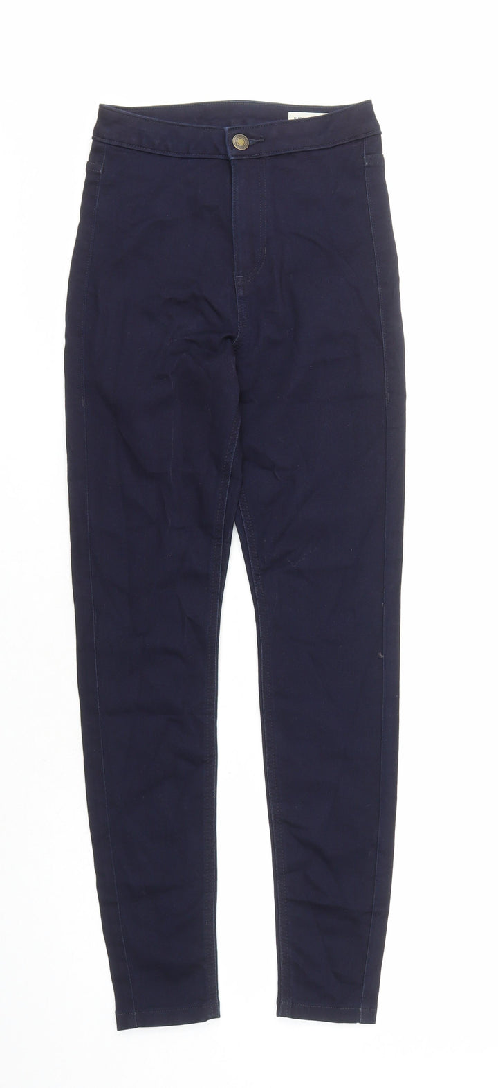 Marks and Spencer Womens Blue Cotton Skinny Jeans Size 6 L27 in Regular Zip
