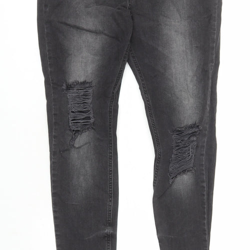 Missguided Womens Black Cotton Skinny Jeans Size 12 L29 in Regular Zip - po