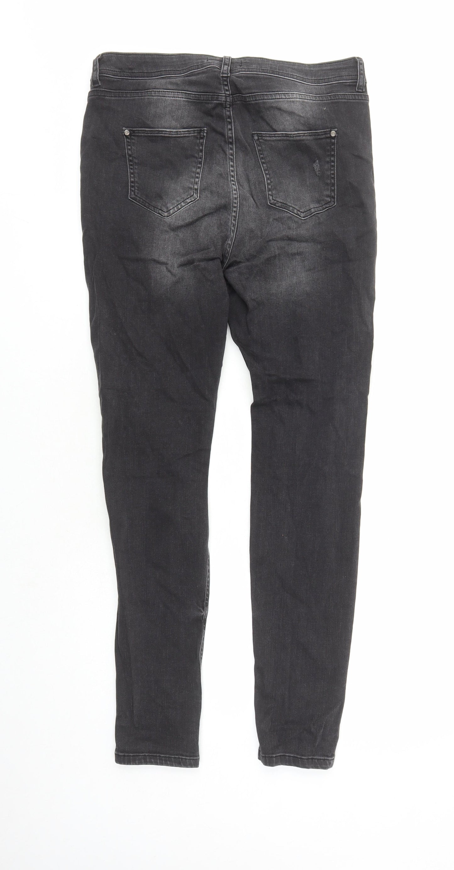 Missguided Womens Black Cotton Skinny Jeans Size 12 L29 in Regular Zip - po