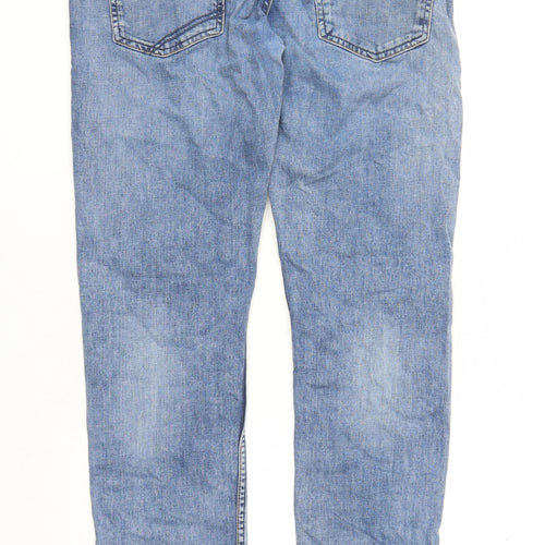 TOM TAILOR Mens Blue Cotton Straight Jeans Size 34 in L31 in Slim Zip - Pockets