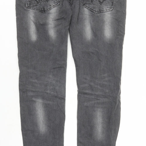 Duck and Cover Mens Grey Cotton Straight Jeans Size 34 in L32 in Slim Zip - Pockets