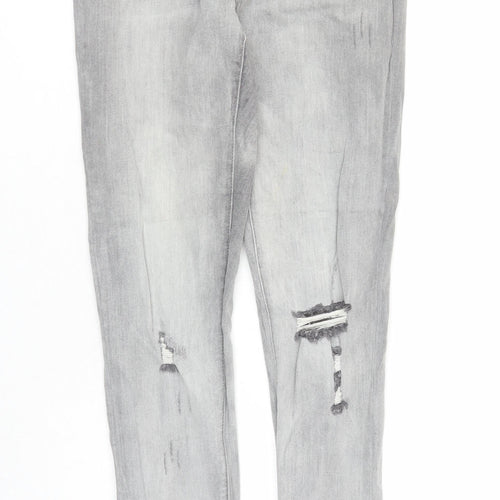 TALLY WEiJL Womens Grey Cotton Skinny Jeans Size 12 L27 in Regular Zip - Pockets
