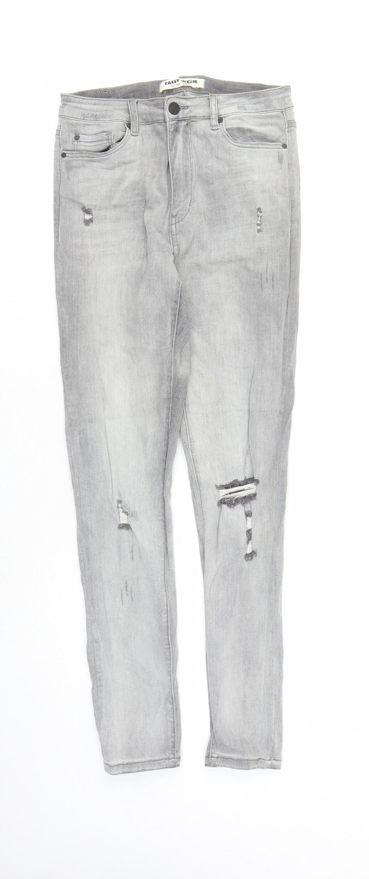TALLY WEiJL Womens Grey Cotton Skinny Jeans Size 12 L27 in Regular Zip - Pockets