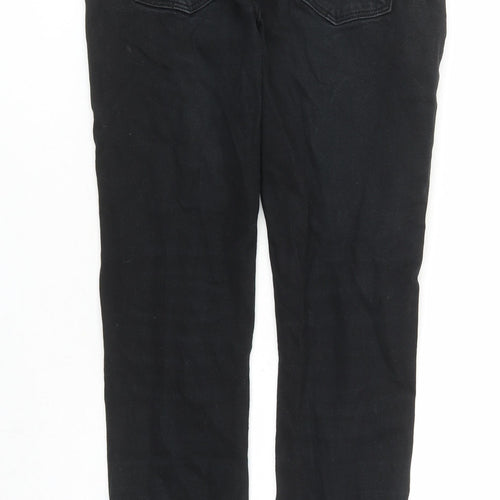 River Island Mens Black Cotton Straight Jeans Size 28 in L30 in Regular Zip - Pockets
