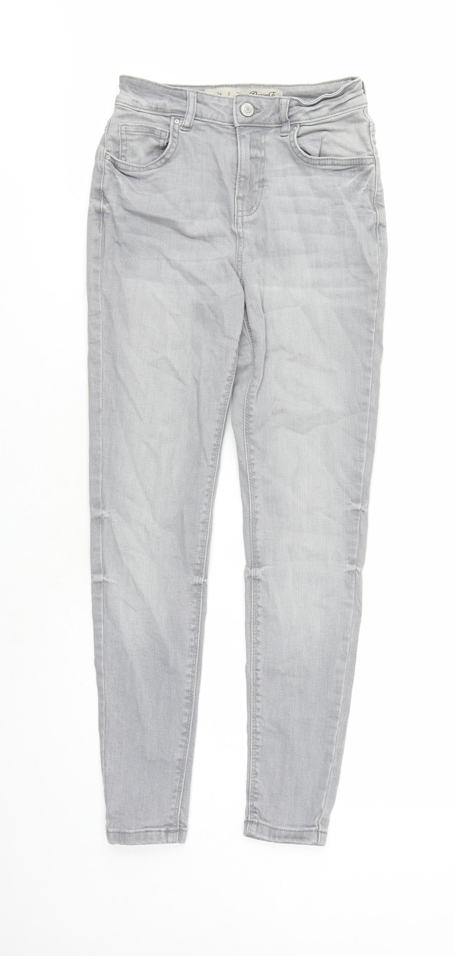 Denim & Co. Womens Grey Cotton Skinny Jeans Size 6 L27 in Regular Zip - Pockets