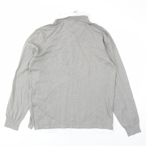 City Comfort Womens Grey Collared Cotton Pullover Jumper Size L - Two In One