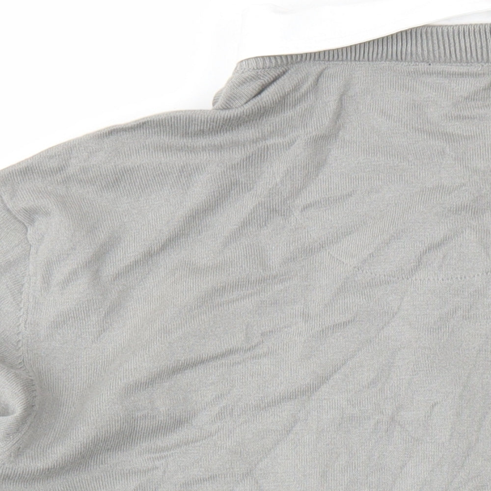 City Comfort Womens Grey Collared Cotton Pullover Jumper Size L - Two In One