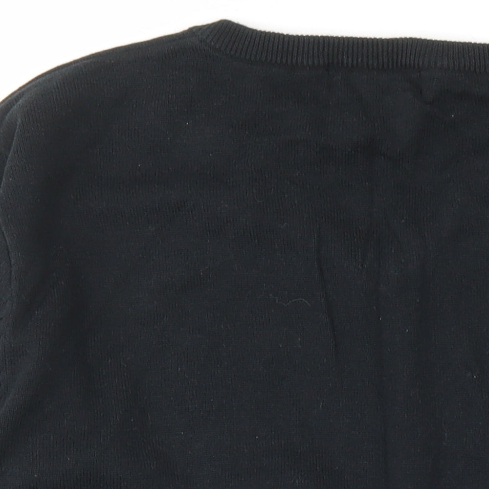 Atticus Mens Black V-Neck Cotton Pullover Jumper Size S Long Sleeve - Size S-M