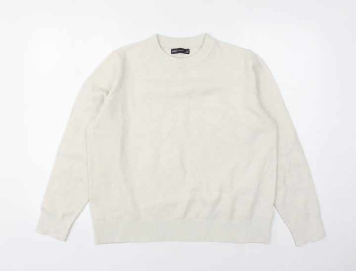 Marks and Spencer Womens Ivory Round Neck Polyester Pullover Jumper Size M