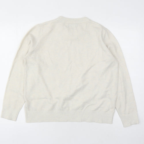 Marks and Spencer Womens Ivory Round Neck Polyester Pullover Jumper Size M