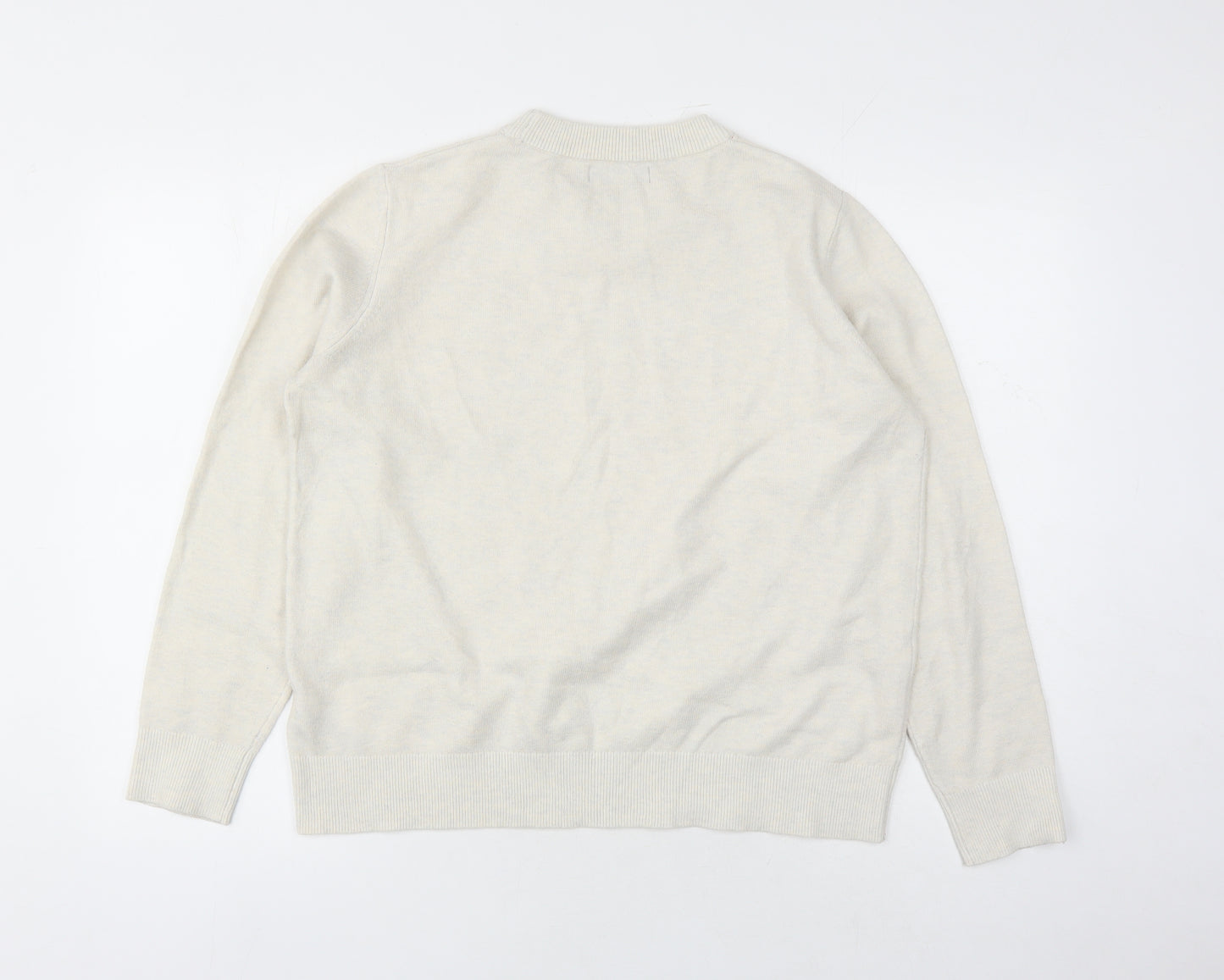 Marks and Spencer Womens Ivory Round Neck Polyester Pullover Jumper Size M
