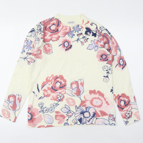 Damart Womens Ivory Round Neck Floral Acetate Pullover Jumper Size 14 - Size 14-16