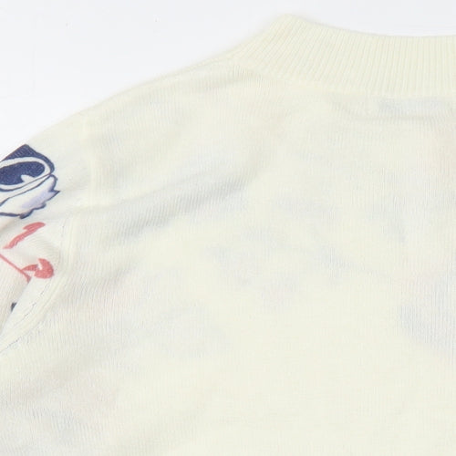 Damart Womens Ivory Round Neck Floral Acetate Pullover Jumper Size 14 - Size 14-16