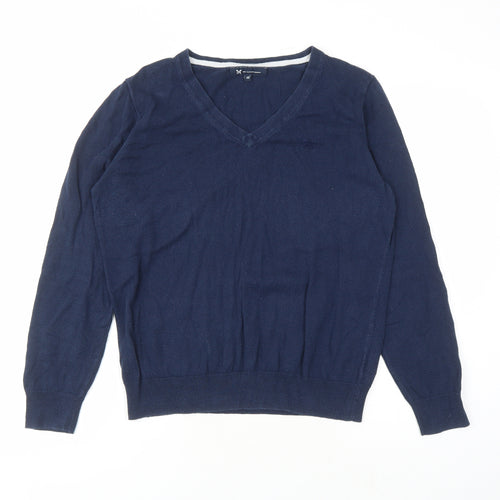 Crew Clothing Womens Blue V-Neck Cotton Pullover Jumper Size 12