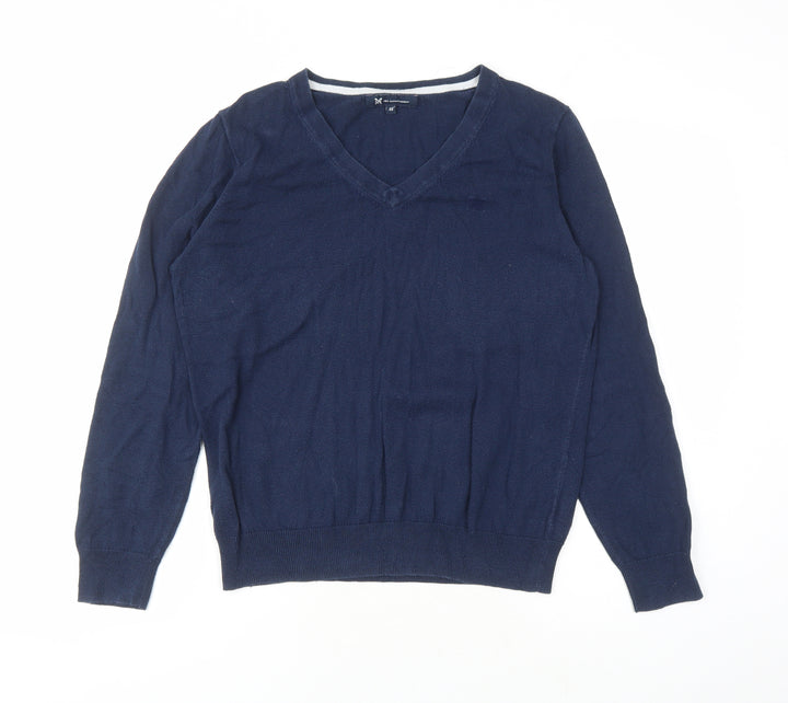 Crew Clothing Womens Blue V-Neck Cotton Pullover Jumper Size 12