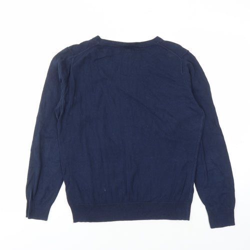 Crew Clothing Womens Blue V-Neck Cotton Pullover Jumper Size 12