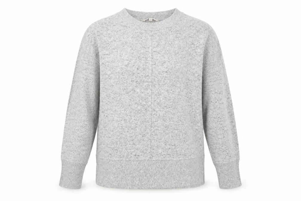 Front view of Next women’s grey round neck viscose jumper, size UK 10
