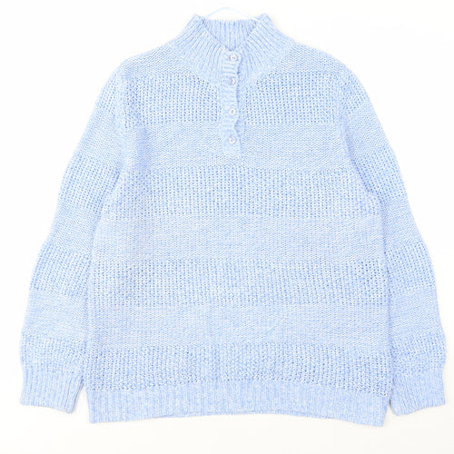 Damart Womens Blue Round Neck Acrylic Pullover Jumper Size 14 - Size 14-16