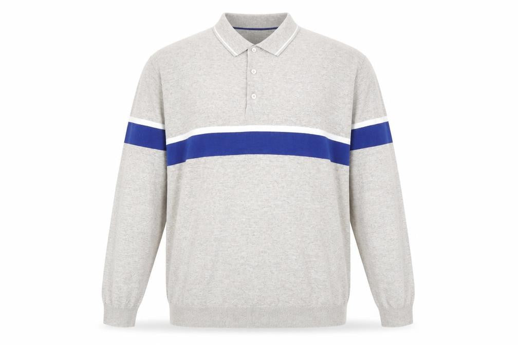 Marks and Spencer Mens Beige Collared Striped Cotton Pullover Jumper Size XL Long Sleeve