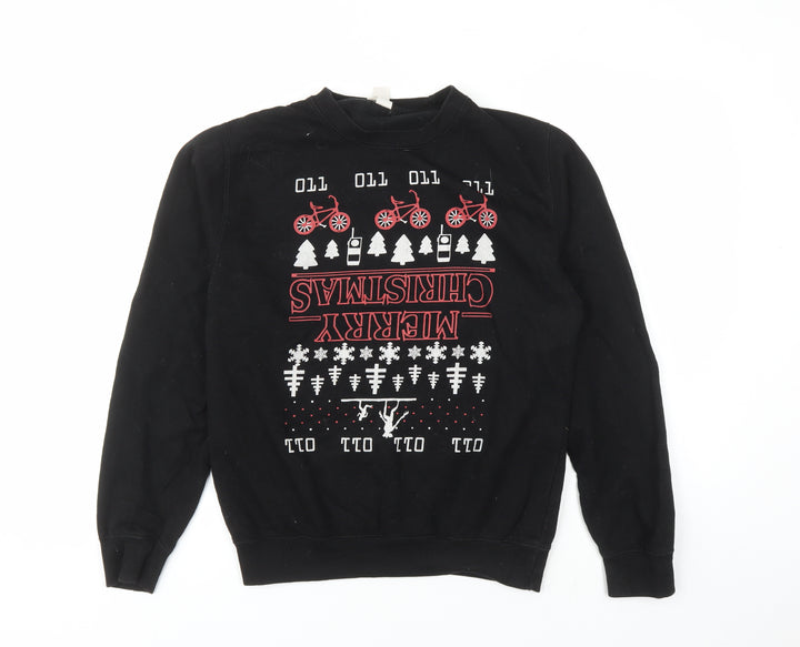 Stranger Things Womens Black Cotton Pullover Sweatshirt Size S Pullover - Christmas Stranger Things