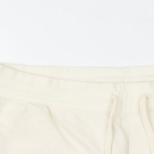 Zara Mens Ivory Cotton Sweat Shorts Size XL L6 in Regular Drawstring - Elasticated Waist