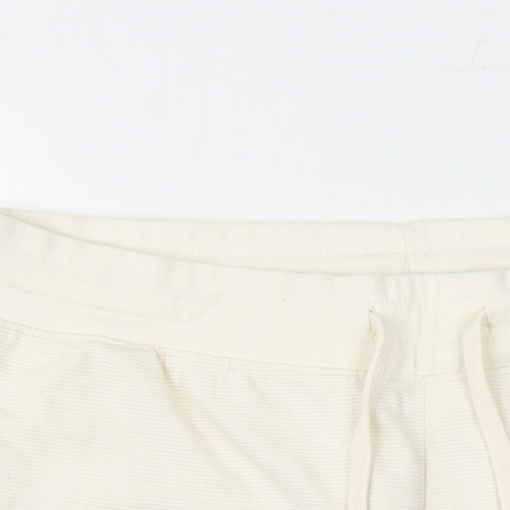 Zara Mens Ivory Cotton Sweat Shorts Size XL L6 in Regular Drawstring - Elasticated Waist