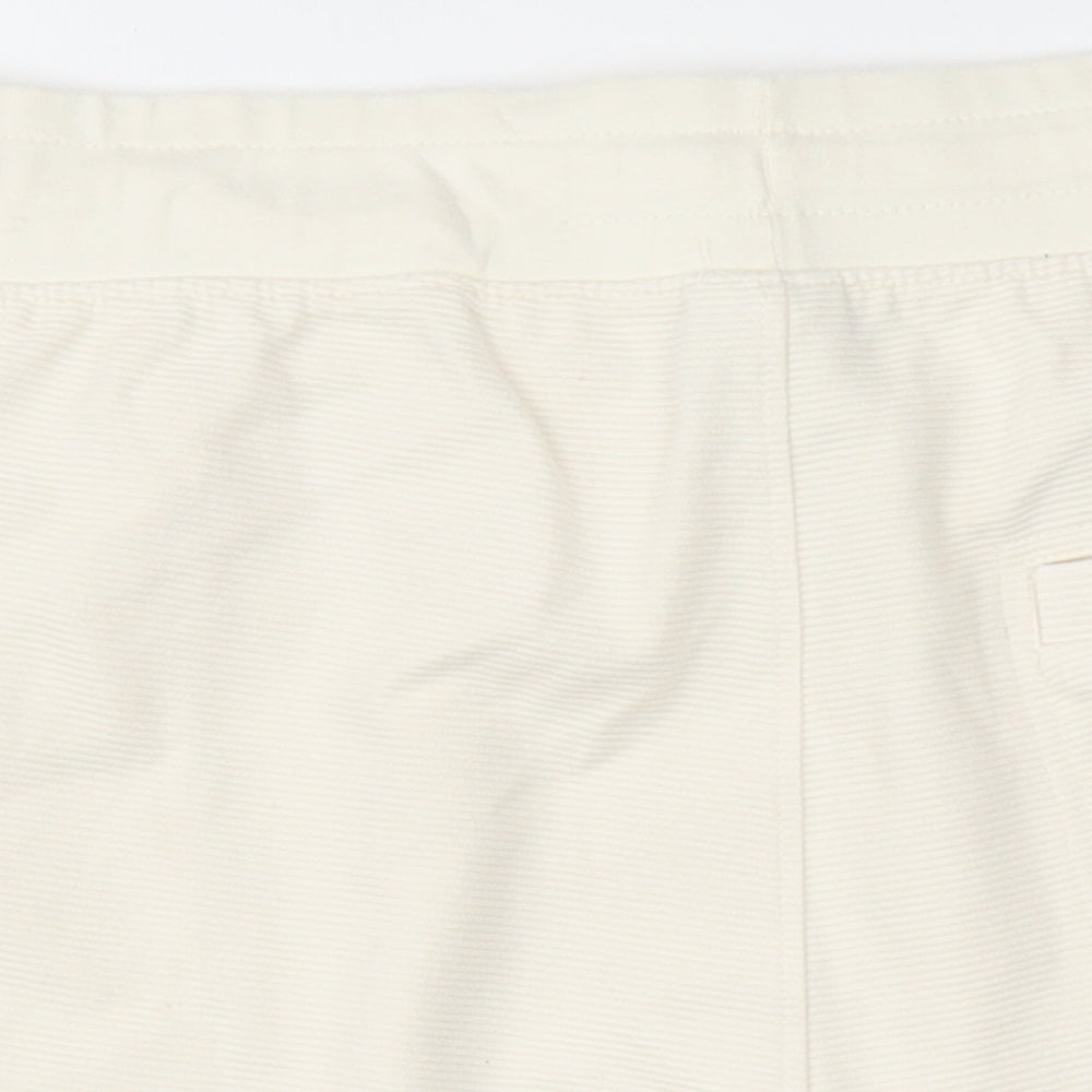 Zara Mens Ivory Cotton Sweat Shorts Size XL L6 in Regular Drawstring - Elasticated Waist