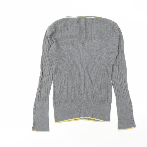 Ben Sherman Womens Grey V-Neck Cotton Pullover Jumper Size M