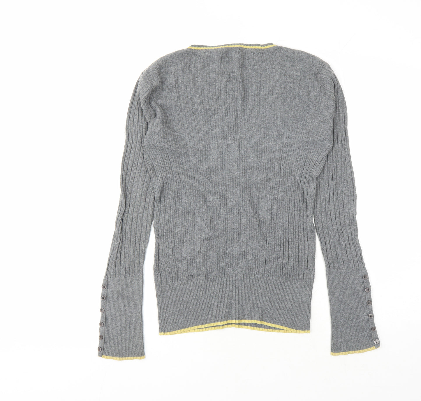 Ben Sherman Womens Grey V-Neck Cotton Pullover Jumper Size M