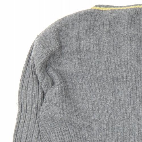 Ben Sherman Womens Grey V-Neck Cotton Pullover Jumper Size M