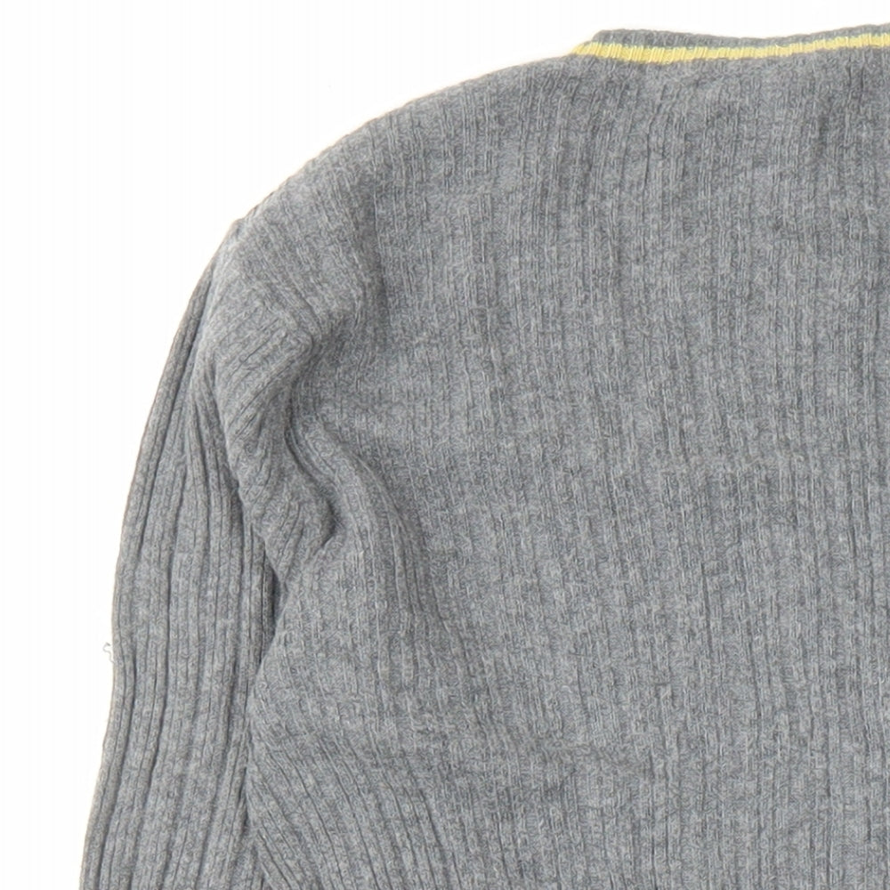 Ben Sherman Womens Grey V-Neck Cotton Pullover Jumper Size M