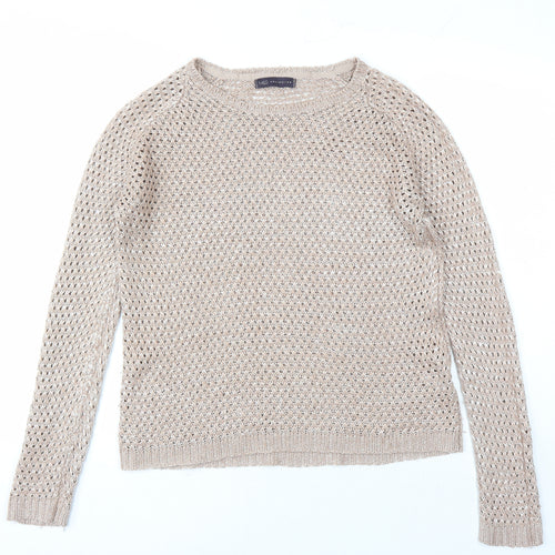 Marks and Spencer Womens Brown Round Neck Acrylic Pullover Jumper Size 10