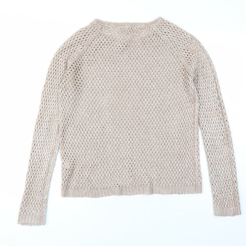 Marks and Spencer Womens Brown Round Neck Acrylic Pullover Jumper Size 10