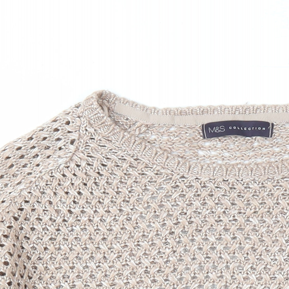 Marks and Spencer Womens Brown Round Neck Acrylic Pullover Jumper Size 10