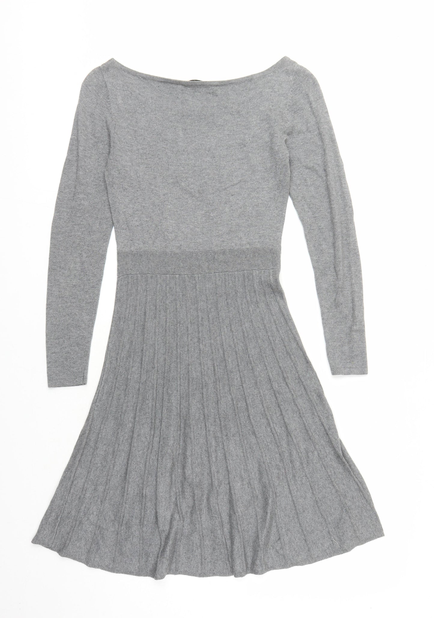 Oasis Womens Grey Cotton Jumper Dress Size XS Round Neck Pullover