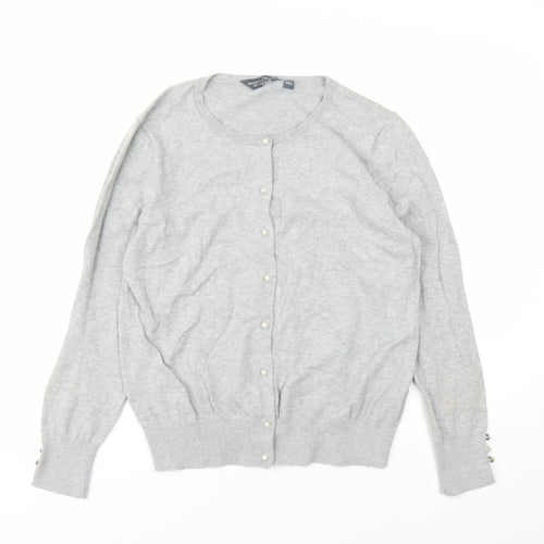Dorothy Perkins Womens Grey Round Neck Cotton Cardigan Jumper Size 12