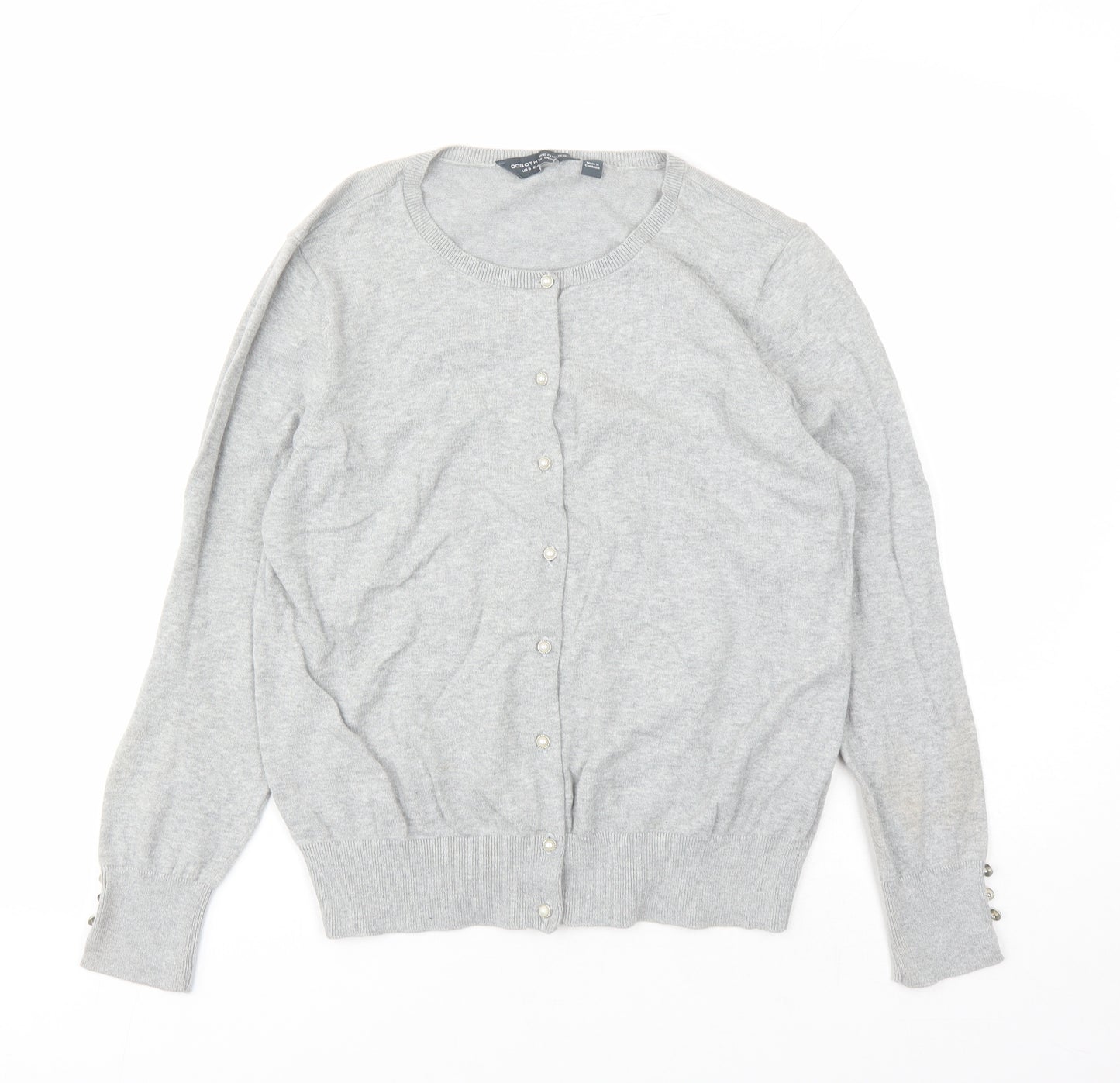 Dorothy Perkins Womens Grey Round Neck Cotton Cardigan Jumper Size 12