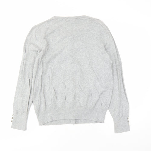 Dorothy Perkins Womens Grey Round Neck Cotton Cardigan Jumper Size 12