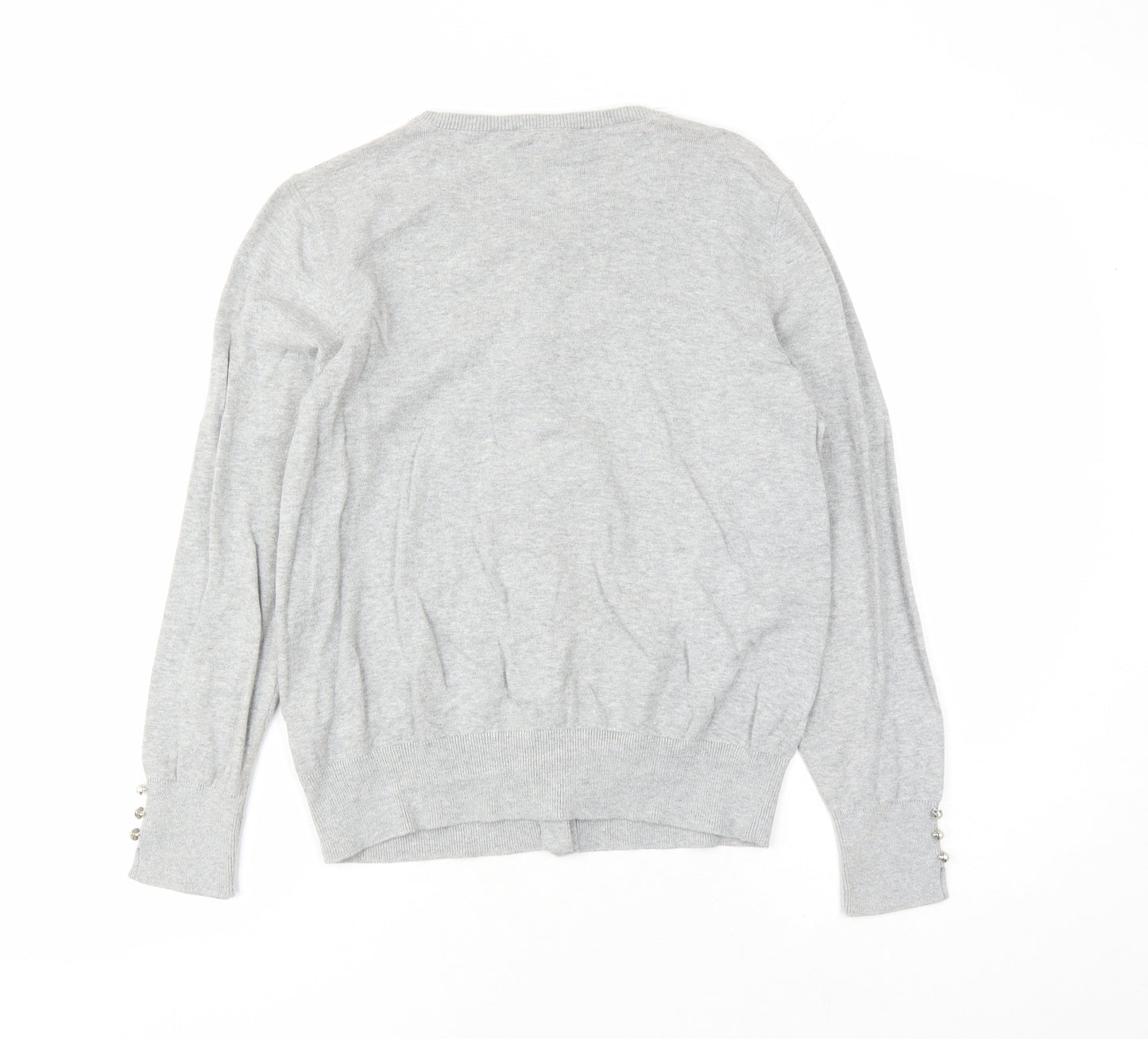 Dorothy Perkins Womens Grey Round Neck Cotton Cardigan Jumper Size 12