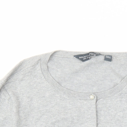 Dorothy Perkins Womens Grey Round Neck Cotton Cardigan Jumper Size 12