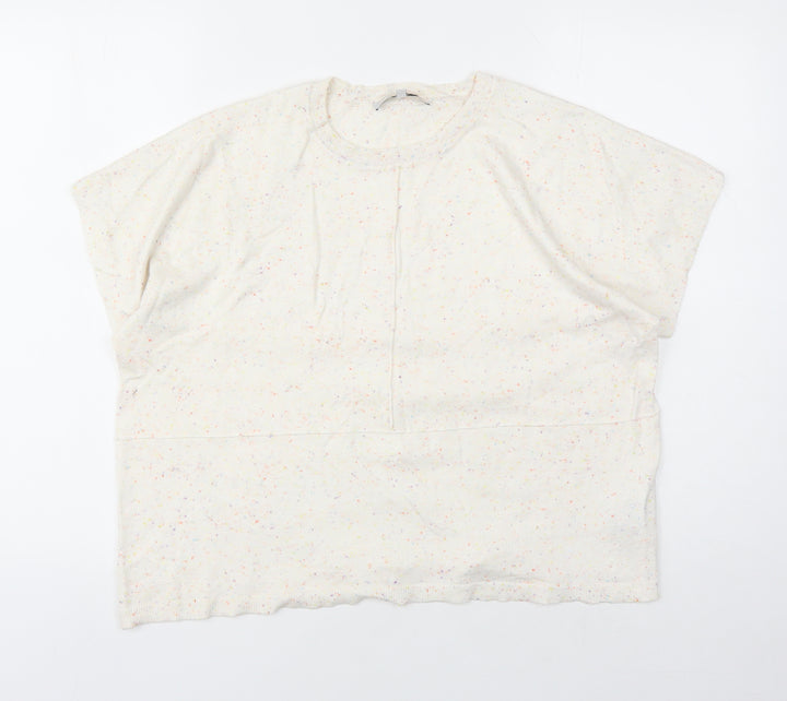 NEXT Womens Beige Round Neck Nylon Pullover Jumper Size XS