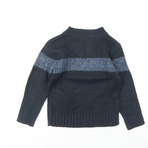 In Extenso Boys Blue V-Neck Acrylic Pullover Jumper Size 4 Years Button