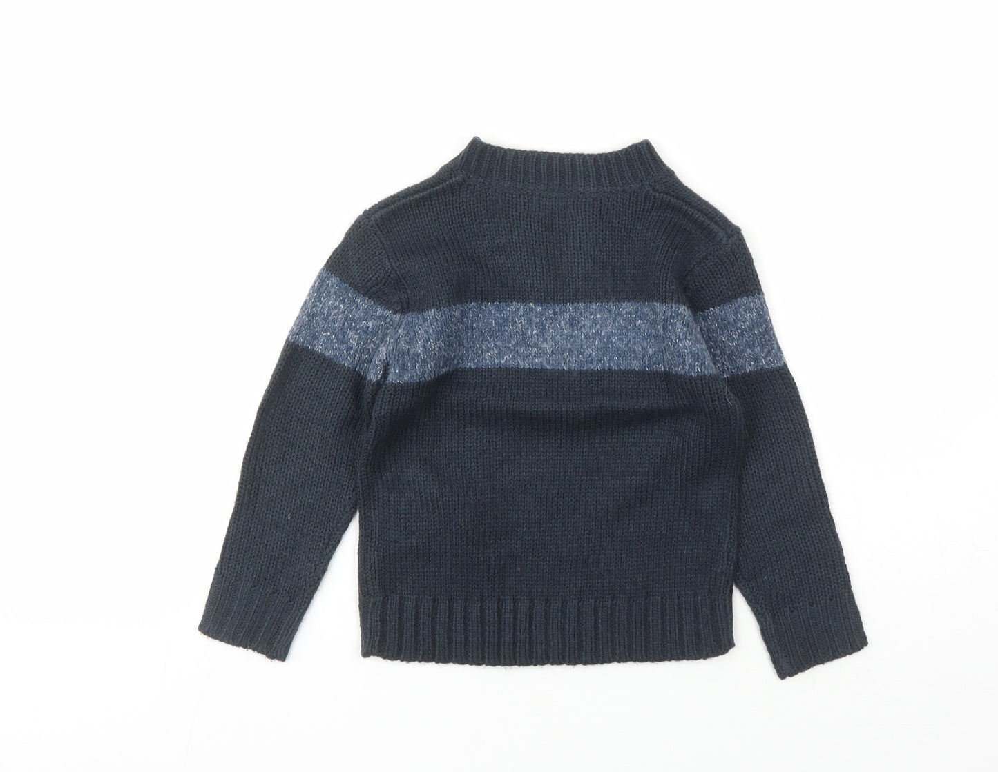 In Extenso Boys Blue V-Neck Acrylic Pullover Jumper Size 4 Years Button