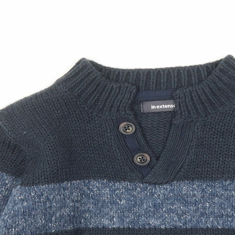 In Extenso Boys Blue V-Neck Acrylic Pullover Jumper Size 4 Years Button