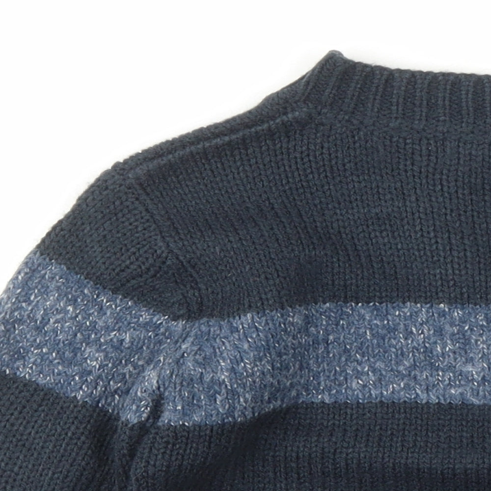 In Extenso Boys Blue V-Neck Acrylic Pullover Jumper Size 4 Years Button